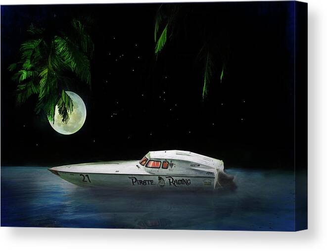 Ocean Canvas Print featuring the painting Pirate Racing by Michael Cleere