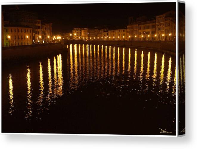 Pisa Canvas Print featuring the photograph Pisa at Night by Peggy Dietz
