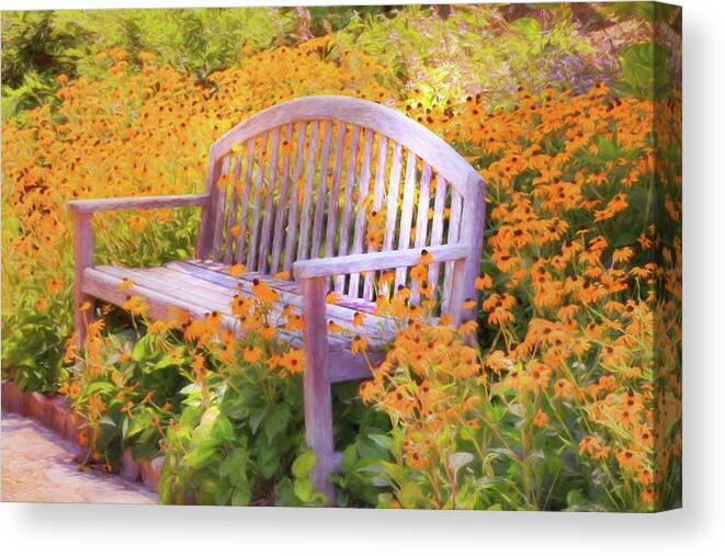 Park Bench Canvas Print featuring the photograph Place of Serenity by Ola Allen
