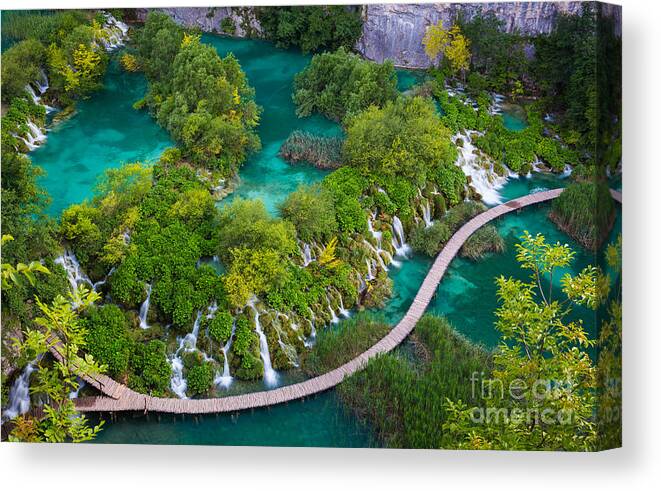 Adriatic Canvas Print featuring the photograph Plitvice Boardwalk by Inge Johnsson