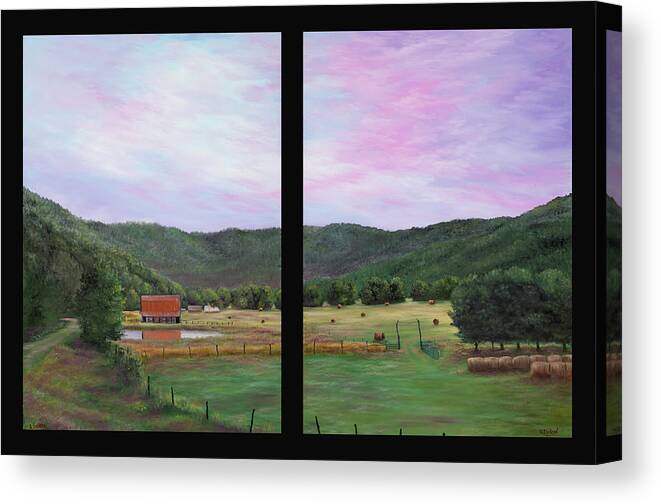 Landscape Canvas Print featuring the painting Ponca Valley diptych by Gary Duncan