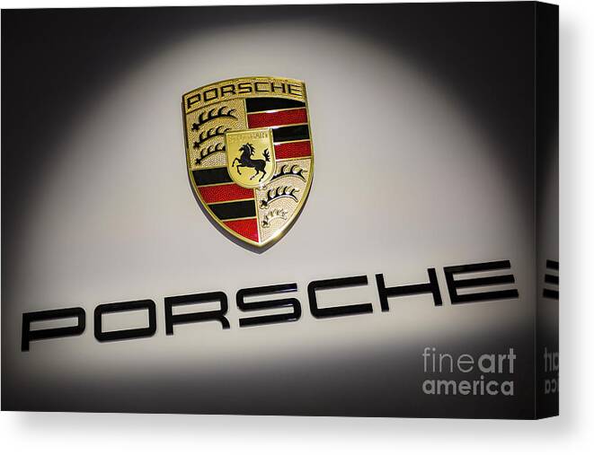 Porsche Logo Canvas Print featuring the photograph Porsche Car Emblem by Stefano Senise