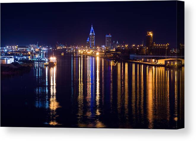 Alabama Canvas Print featuring the photograph Port City in Blue by Brad Boland