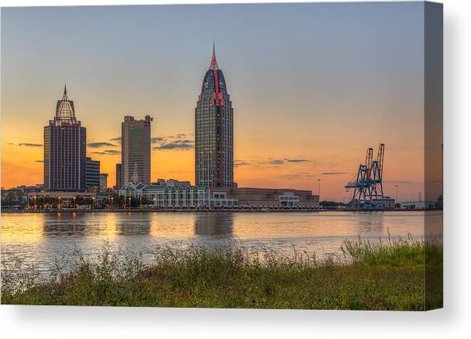 Port Canvas Print featuring the photograph Port City Sunset 2 by Brad Boland