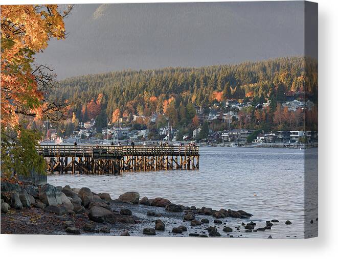 Autumn Canvas Print featuring the photograph Port Moody Sunset at Rocky Point by Michael Russell