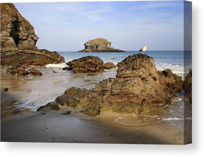 Cornwall Canvas Print featuring the photograph Portreath by Shirley Mitchell