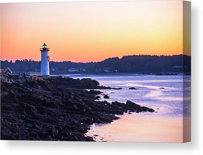 Portsmouth Canvas Print featuring the photograph Portsmouth Light at Sunrise Portsmouth NH New Hampshire by Toby McGuire