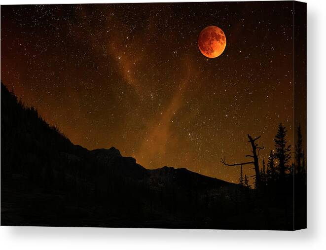Astronomy Canvas Print featuring the photograph Power Blood Moon by Scott Cordell