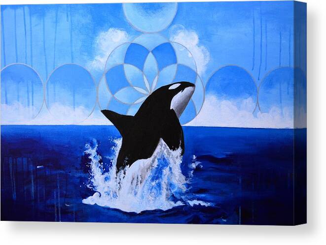 Orca Canvas Print featuring the painting Powerful Ally by Alec Falle Hamilton