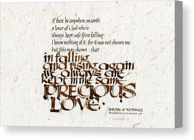 Julian Of Norwich Canvas Print featuring the painting Precious Love by Judy Dodds