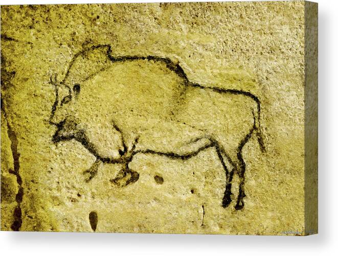 Bison Canvas Print featuring the digital art Prehistoric Bison 1- La Covaciella by Weston Westmoreland