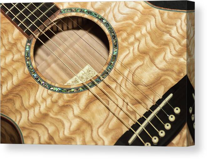 Golden Guitar Canvas Print featuring the photograph Pretty Guitar - by Julie Weber