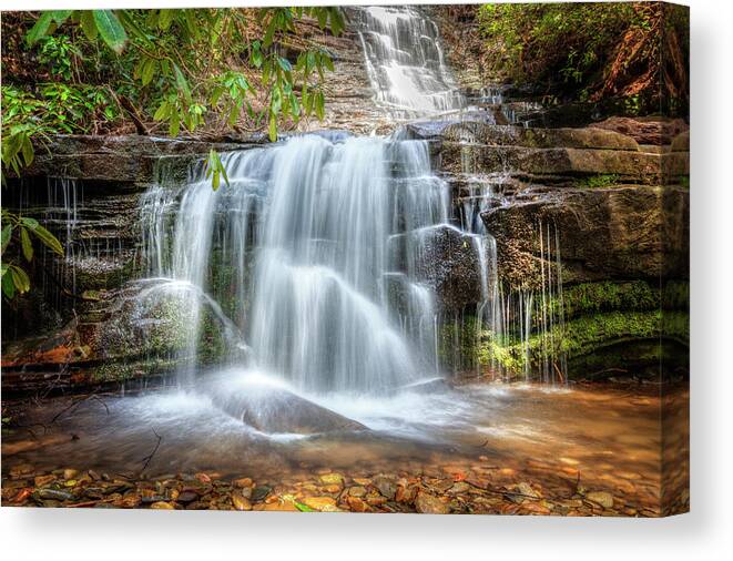 Appalachia Canvas Print featuring the photograph Pretty Panther Falls by Debra and Dave Vanderlaan