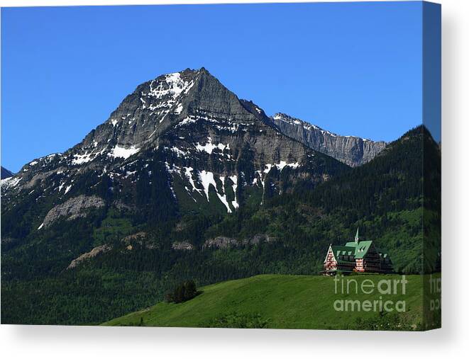 Prince Of Wales Hotel Canvas Print featuring the photograph Prince of Wales Hotel in Waterton Lake Park by Christiane Schulze Art And Photography