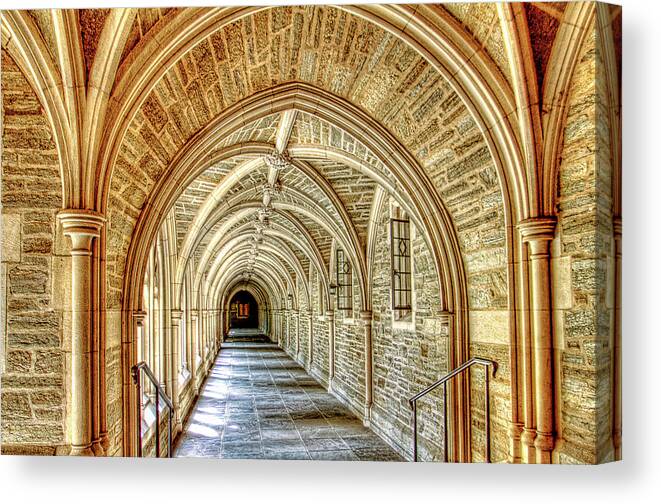 Doors Canvas Print featuring the photograph Princeton University Courtyard arches by Geraldine Scull