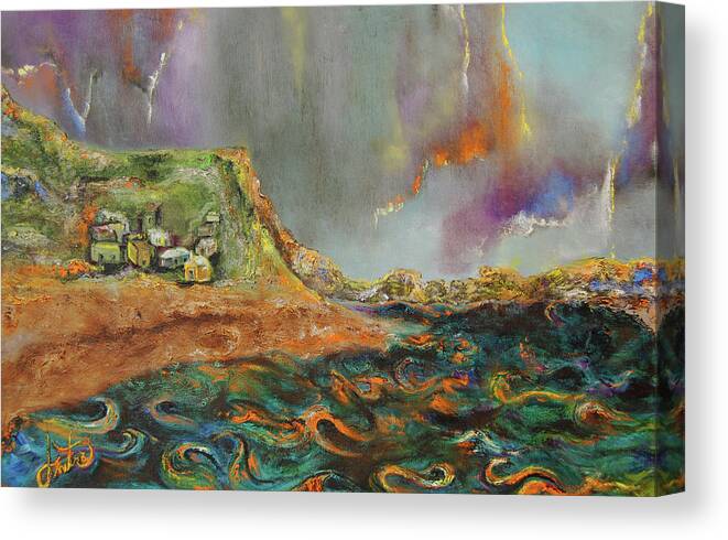 Seascape Canvas Print featuring the painting Protected by Anitra Handley-Boyt