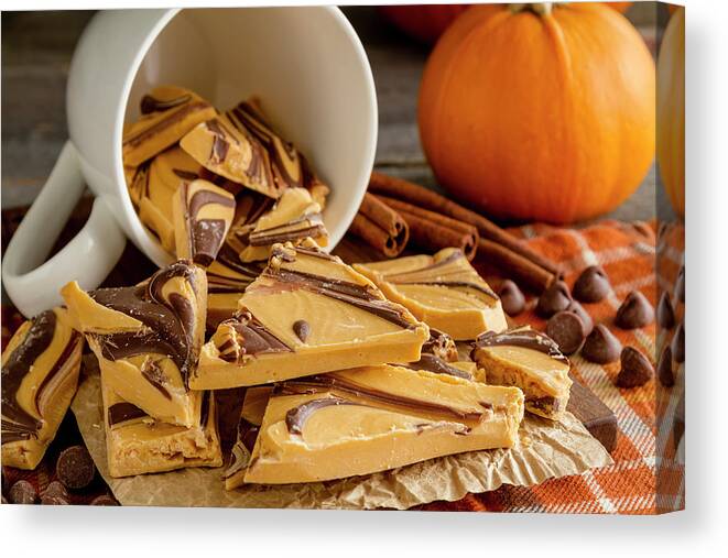 Autumn Canvas Print featuring the photograph Pumpkin Spice Bark Candy by Teri Virbickis