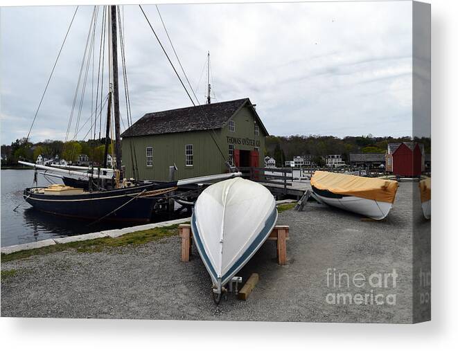 Mystic River Canvas Print featuring the photograph Put in for The Day by Leslie M Browning