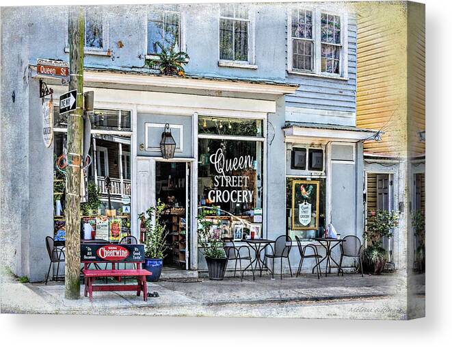Queen Street Grocery Canvas Print featuring the photograph Queen Street Grocery Charleston South Carolina by Melissa Bittinger