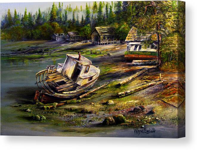 Seascape Canvas Print featuring the painting Quiet Cove Port Hardy by Wayne Enslow