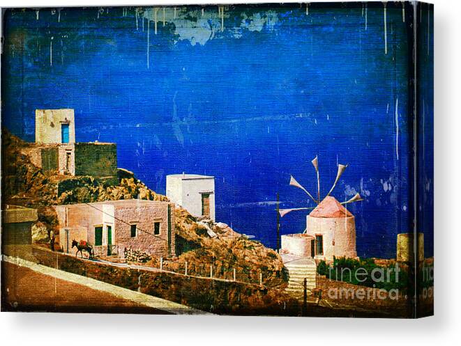 Greece Canvas Print featuring the photograph Quiet Day - Olympos - Karpathos Island - Greece by Silvia Ganora