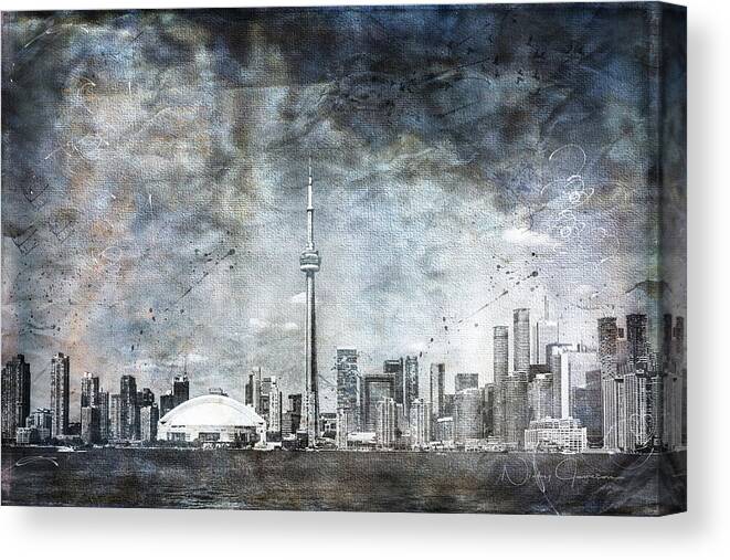 Toronto-skyline Canvas Print featuring the digital art Quiet Sky by Nicky Jameson