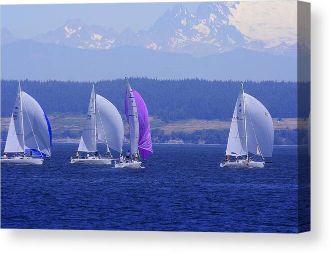Sailboats Canvas Print featuring the photograph Race Week 2006 BO1091 by Mary Gaines