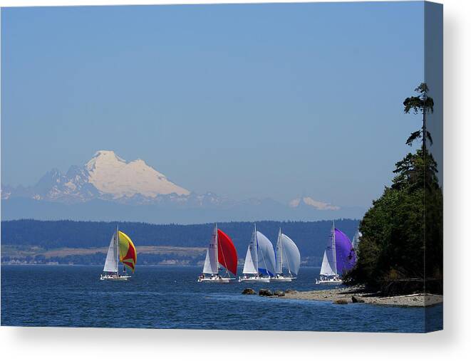 Sailing Canvas Print featuring the photograph Race Week 2006 BO1093 by Mary Gaines