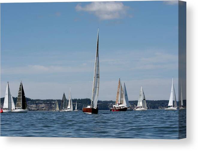 Sailing Canvas Print featuring the photograph Race Week 2007 BO1040 by Mary Gaines