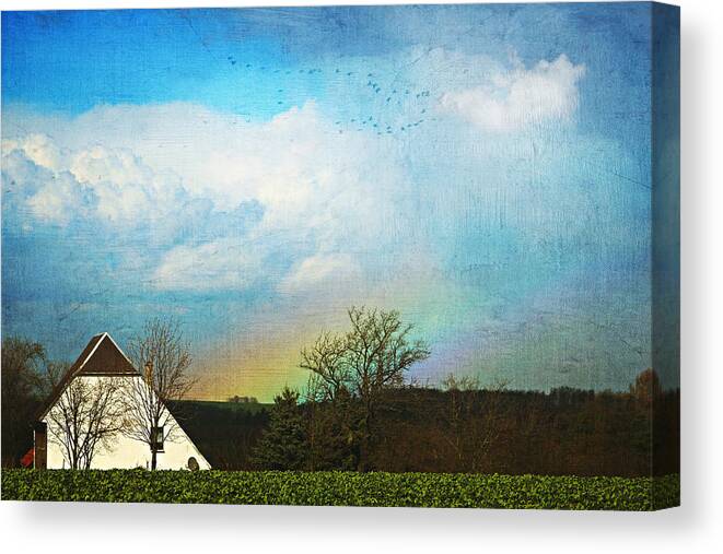 Rainbow Canvas Print featuring the mixed media Rainbow landscape by Heike Hultsch