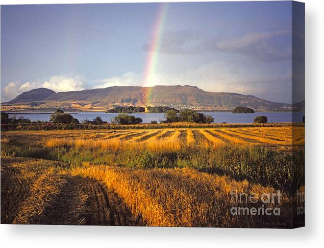 Loch Leven Canvas Print featuring the photograph Rainbow over Loch Leven - Kinross - Scotland by Phil Banks