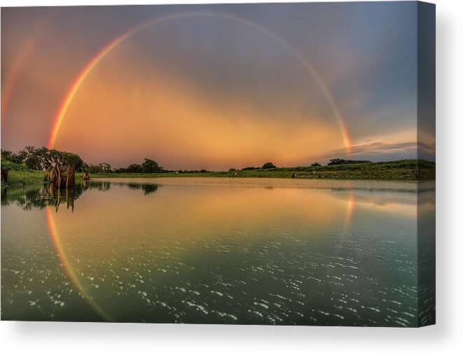 Doublerainbow Canvas Print featuring the photograph Rainbow Reflections by Justin Battles