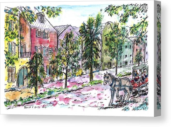 Charleston Canvas Print featuring the painting Rainbow Row by Patrick Grills