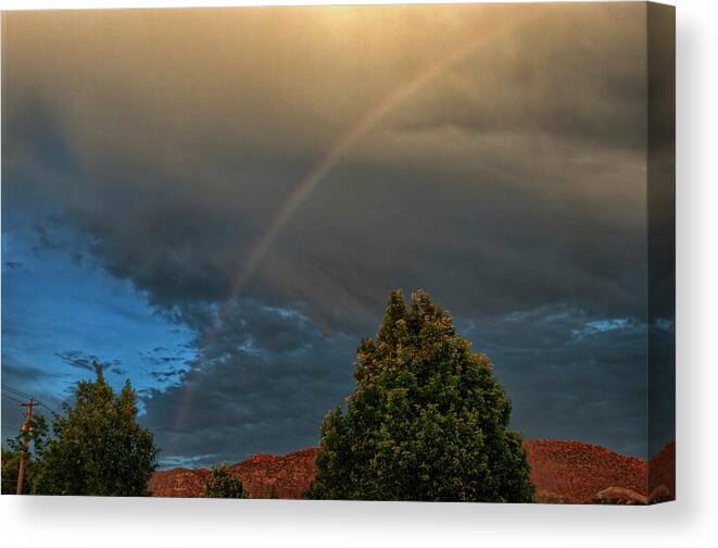 Landscape Canvas Print featuring the photograph Rainbow by Stephen Campbell