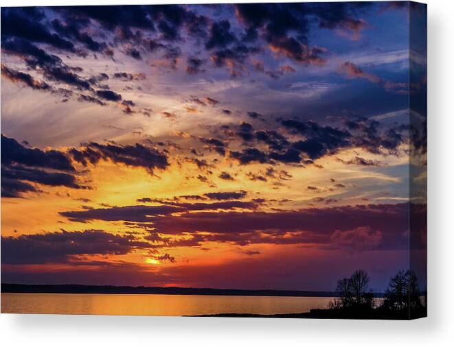 Sunset Canvas Print featuring the photograph Rainy Day Sunset - 3 by Barry Jones