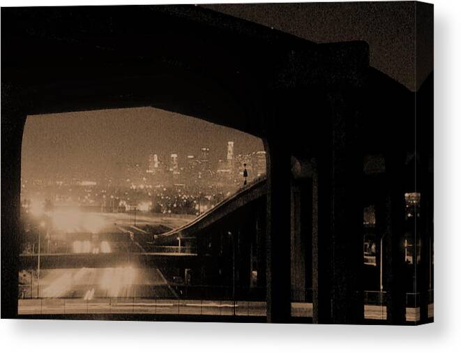 Los Angeles Canvas Print featuring the photograph Ramp Into LA by Richard Omura