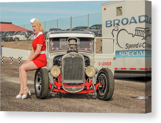 Pinup Canvas Print featuring the photograph Ratrod pinup by Darrell Foster