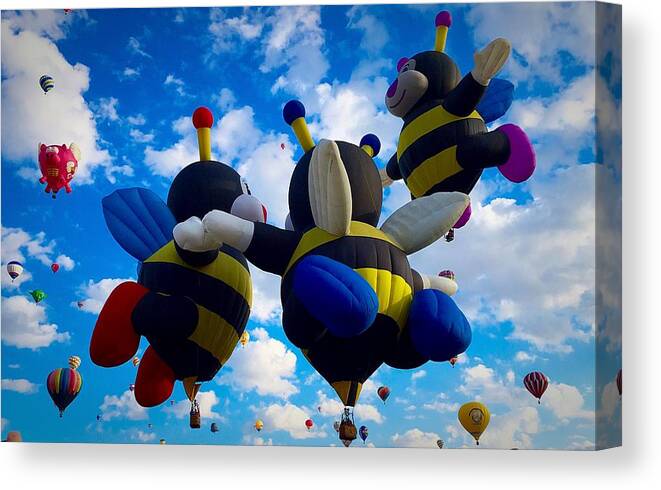 Albuquerque Balloon Festival Canvas Print featuring the photograph Hot Air Balloon Cheerleaders by Anne Sands