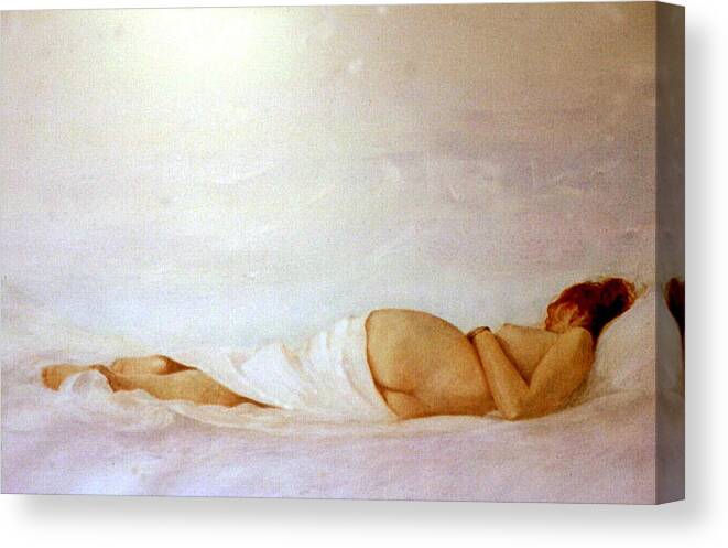 Reclining Nude Canvas Print featuring the painting Reclining Nude 2 by David Ladmore