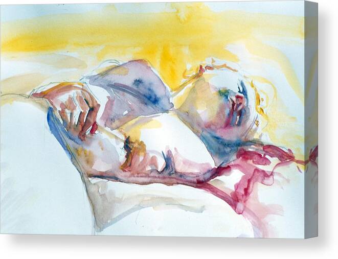 Full Body Canvas Print featuring the painting Reclining Study by Barbara Pease