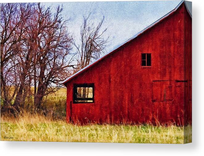 Red Barn Canvas Print featuring the photograph Red Barn Window View by Anna Louise