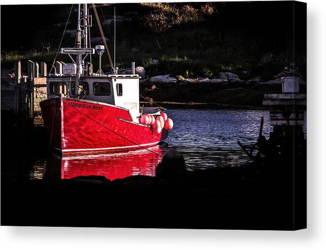 Peggy's Cove Canvas Print featuring the photograph Red Boat at Peggy's Cove by Patrick Boening