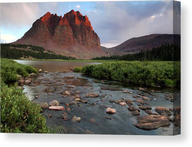 Utah Canvas Print featuring the photograph Red Castle Sunset with last light of the day by Brett Pelletier