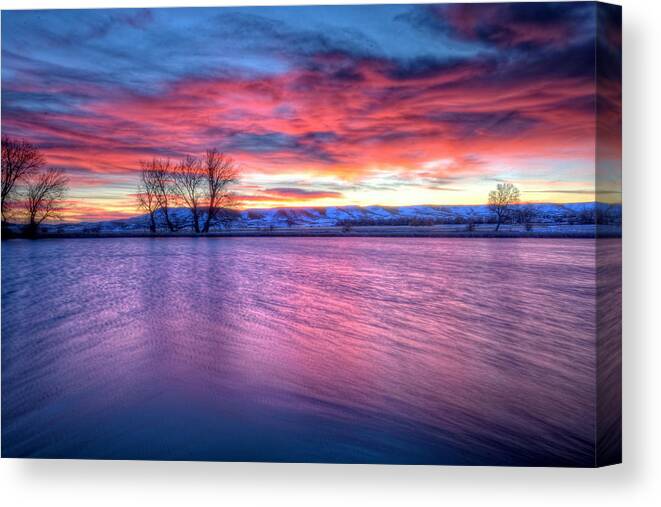Sunrise Canvas Print featuring the photograph Red Dawn by Fiskr Larsen
