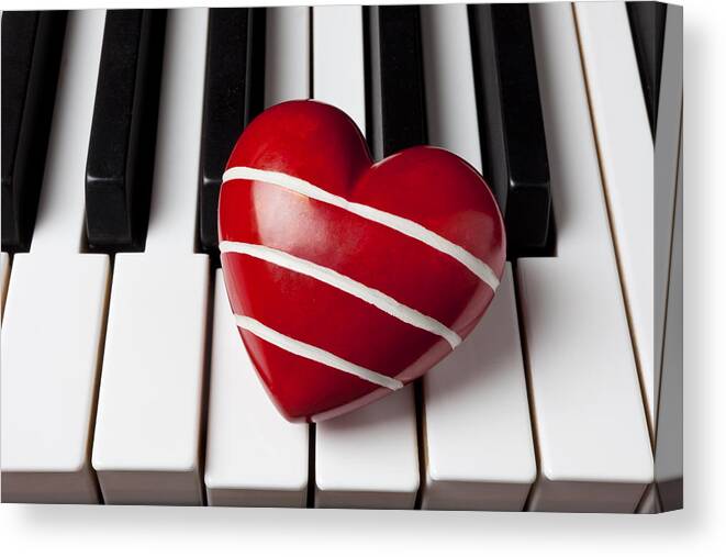 Red Canvas Print featuring the photograph Red heart with stripes by Garry Gay