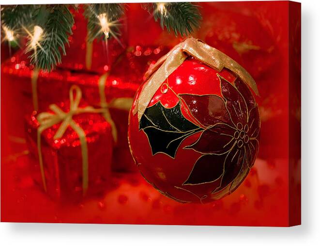 Christmas Tree Canvas Print featuring the photograph Red Is Christmas by Iryna Goodall