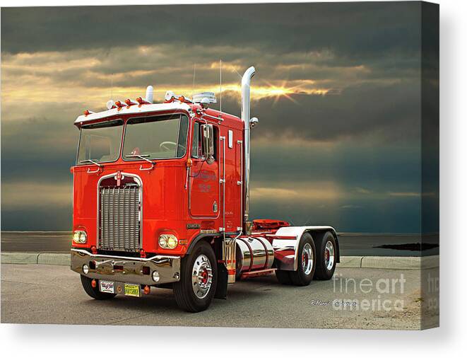 Big Rigs Canvas Print featuring the photograph Red Kenworth Cabover by Randy Harris