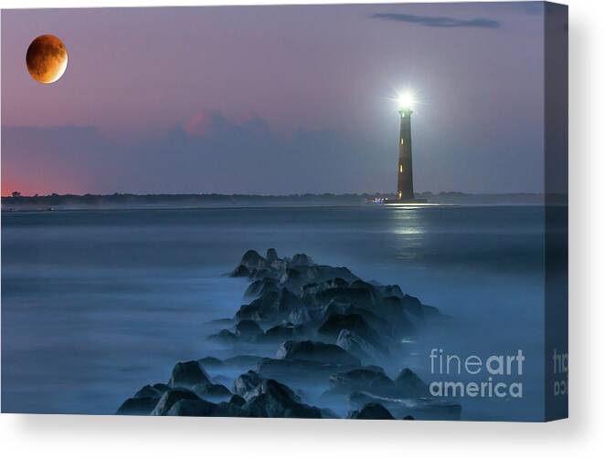 Full Moon Canvas Print featuring the photograph Red Moon Rising by Dale Powell