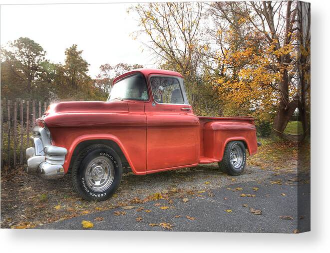 Gmc Pickup Truck Canvas Print featuring the photograph Red Pick-up by Steve Gravano