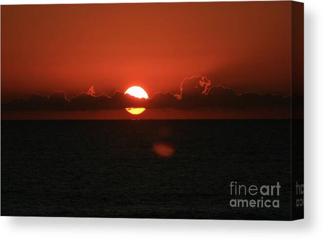 Sunset Canvas Print featuring the photograph Red Sunset Over the Atlantic by Nadine Rippelmeyer